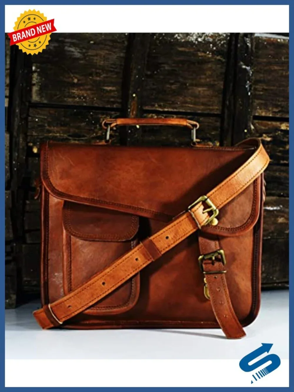 Men's Genuine Leather Small Briefcase Messenger Satchel for iPad Tablet